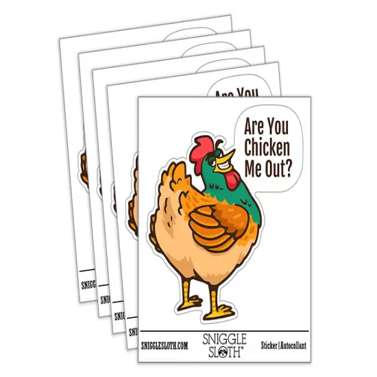 Water Bottle Sticker Set Are You Chicken Me Out Flirty Rooster Cute Waterproof Vinyl Stickers Pack Decal, Skateboard, Laptop, Car, Window, Bumper - 5 Pack {2}