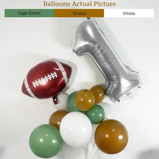 116PCS Balloon Arch Garland Kit, Green, Brown and White Balloons with Football Balloons for 1st Down Birthday, Baby Shower, and Sports Theme Party Decorations {3}