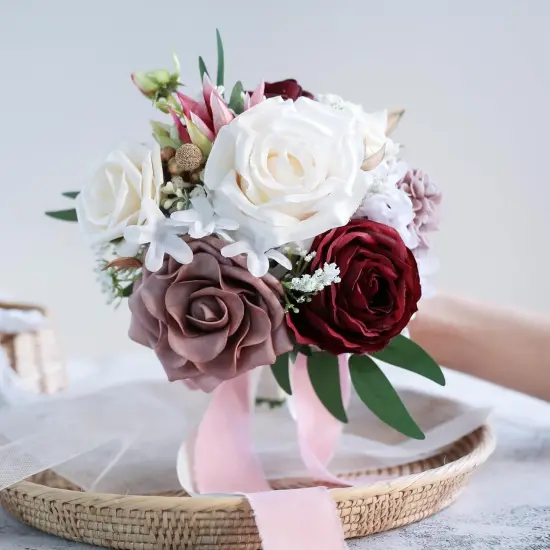 Dusty Rose Wedding Bouquets for Bride Bridesmaid {1}