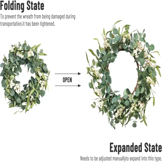 20" Lush Eucalyptus Wreath &ndash; Elegant Greenery for Front Door, Porch & Home D&eacute;cor {5}