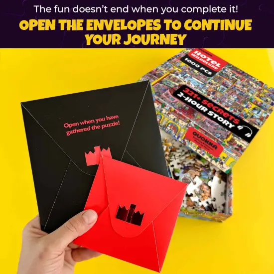 QUOKKA 1000 Piece Puzzle for Adults and Teens – Hotel Wildeluxe Adult Jigsaw Puzzles with Hidden Secrets & Audio Story {5}