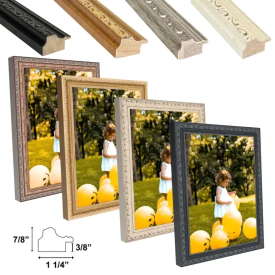 Traditional 25x35 Black Picture Frame Beaded Antique Vintage Classic White {4}