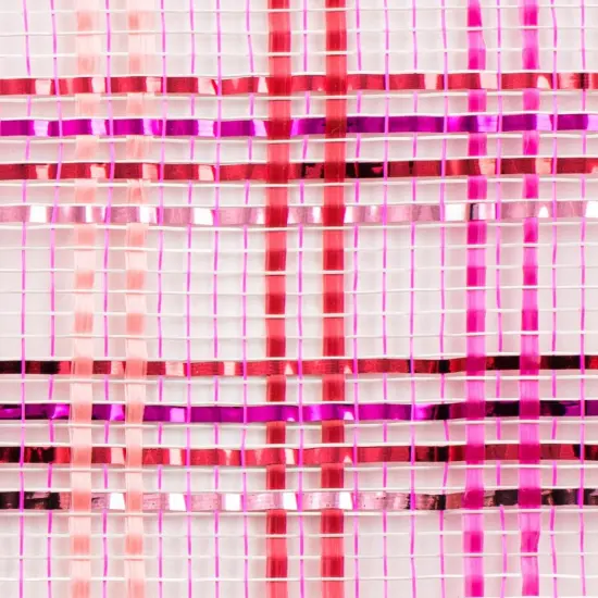 10" Vertical Foil Plaid Mesh Ribbon: Pink and Red (10 Yards) {2}