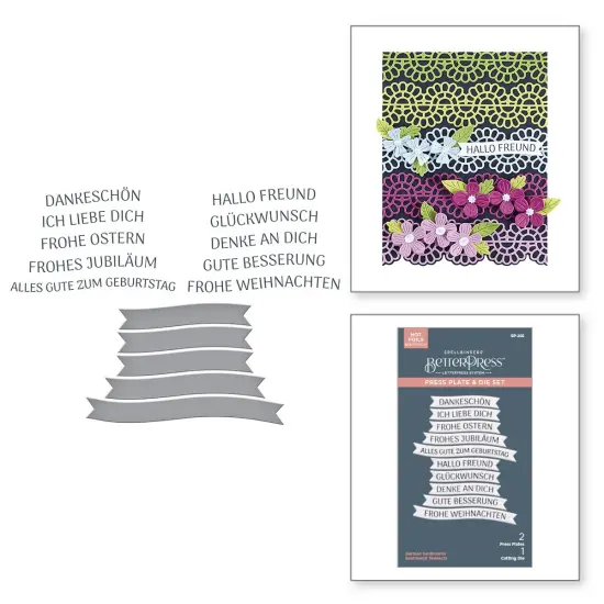 Spellbinders BetterPress Plate & Die Set -German Sentiments {6}