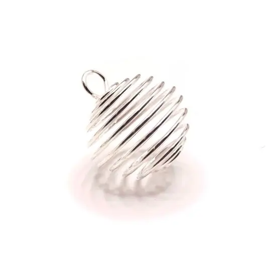 Silver Spiral Lantern Bead Cages, 29x25mm {1}