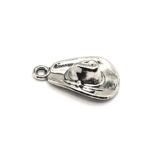 Silver Cowboy Hat Charms, 21x13mm {2}