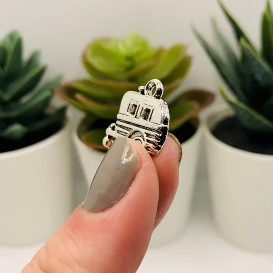 Silver Camping Trailer Charms, 17x18mm {4}