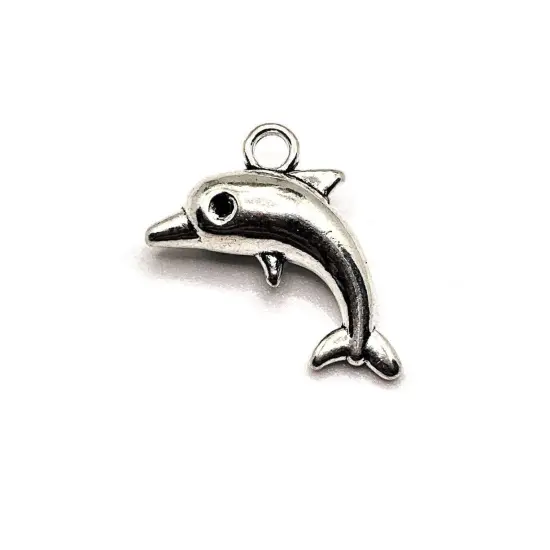 Silver Dolphin 3D Charms, 17x11mm {2}