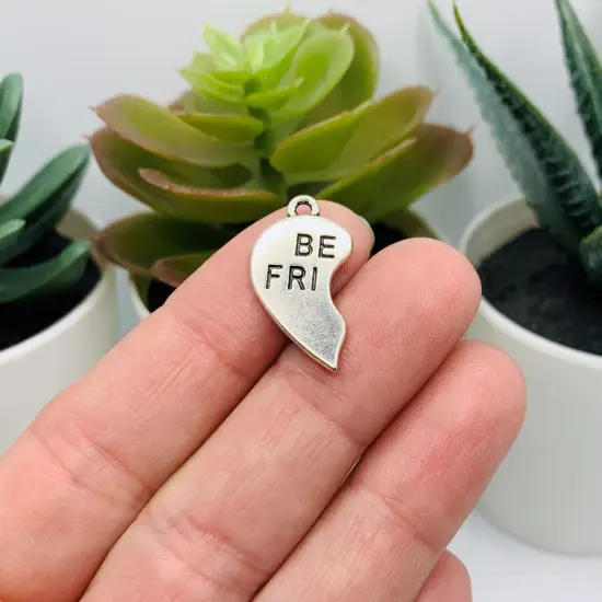 Silver BFF Best Friends Heart Charm Sets, 23x13mm {2}