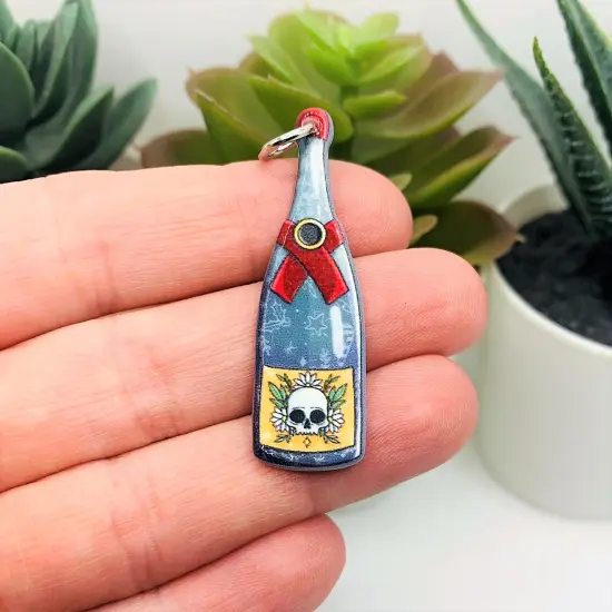 Creepy Christmas Champagne Bottle Charms, 13x45mm {2}