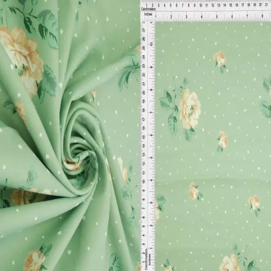 1 Yard Floral Geo Digital CEY Print Sublimation Fabric Lightweight Polyester 58/59 Inches Wide SAGE {1}