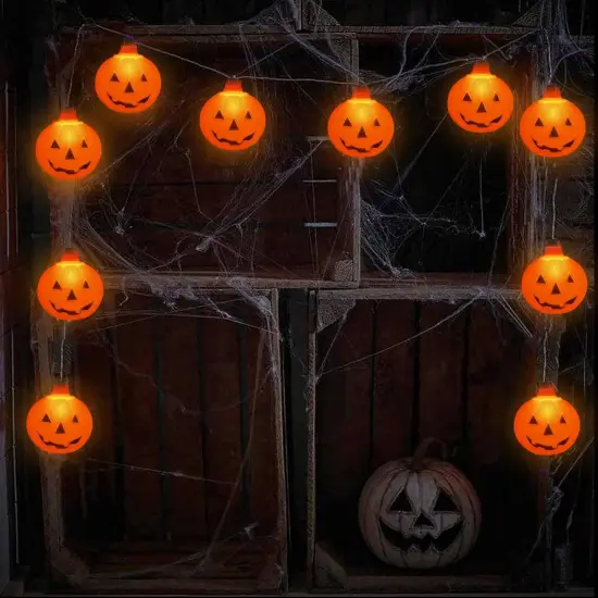 Halloween Pumpkin String Lights - 8.5FT (10 Pumpkin Lights) {4}