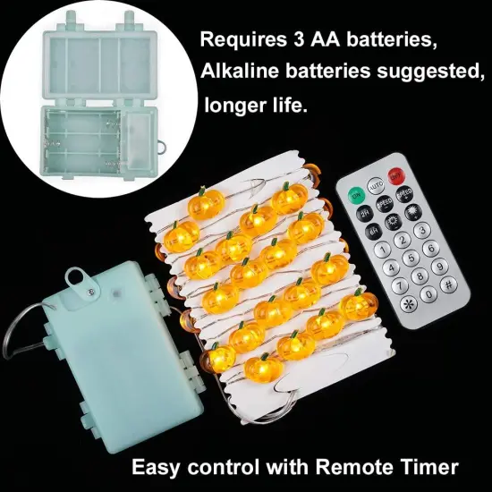 Halloween Pumpkin String Lights - 10ft 40 LEDs {4}