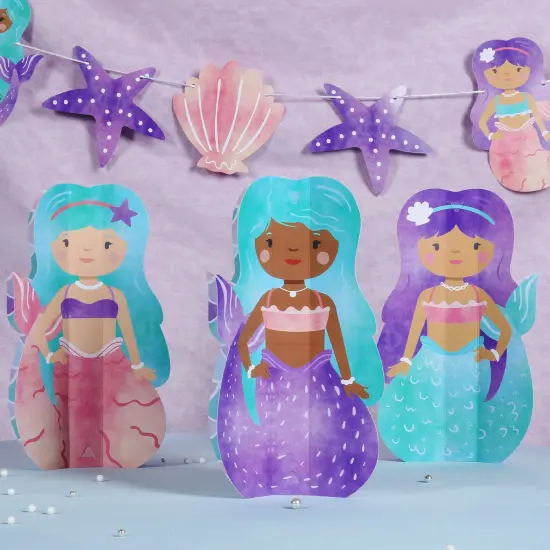 Big Dot of Happiness 8 Count Mermaid Characters 3D Centerpiece Table Decorations, Freestanding Mermaid Centerpieces for Girls' Birthday Party Decor {7}