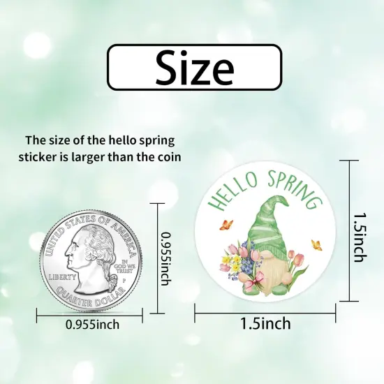 500PCS 1.5" Hello Spring Sticker for Small Business, Baking Packaging, Gift Cards, Envelopes Seals, Party Supplies(Gnome) {2}
