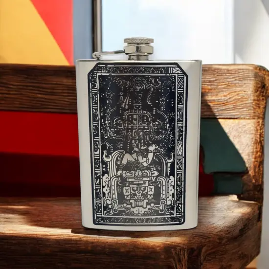 8oz Mayan Astronaut Stainless Steel Flask {3}