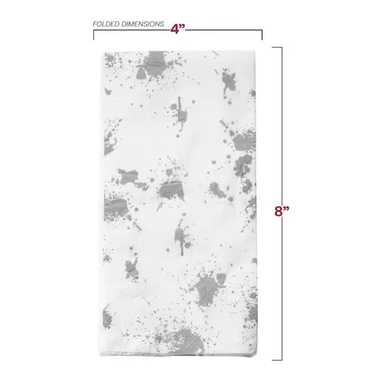 Durable White with Silver Paint Splatter Paper Dinner Napkins (600 Napkins) {3}