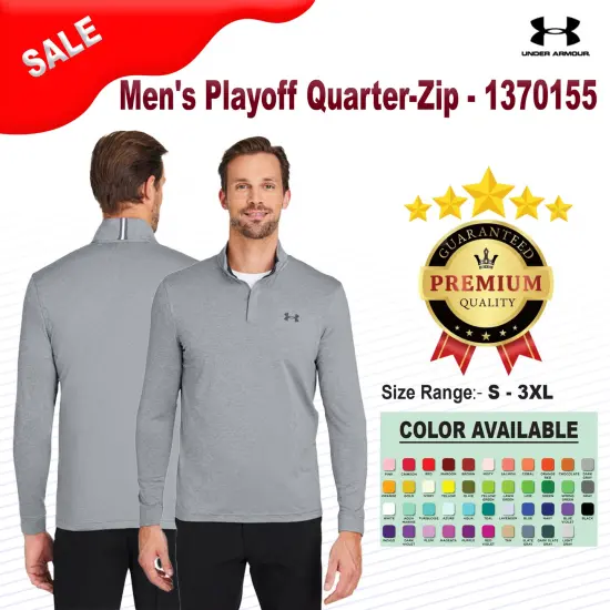 Under Armour&reg; Men's Playoff Quarter Zip Steel/ md {2}