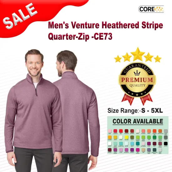 CORE365&reg; Men's Venture Heathered Stripe Quarter Zip BLACK/WHITE {2}