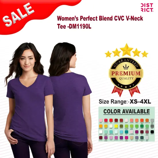 District&reg; Women&rsquo;s Perfect Blend Short Sleeve CVC V-Neck Tee Black {2}