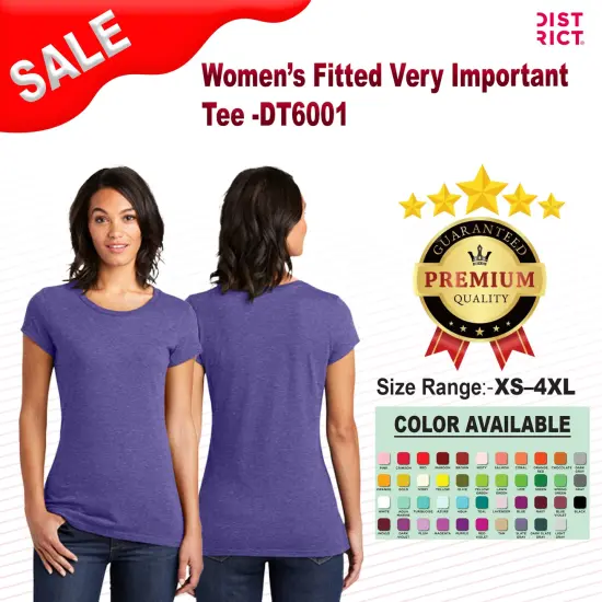 District&reg; Women&rsquo;s Fitted Very Important Short Sleeve Crewneck Tee Heathered Purple {2}