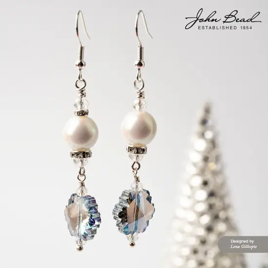 Crystal Lane DIY 7" Designer Holiday Snowflakes Glass Bead Mix Strand Silver & Blue {2}