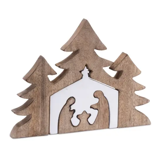 Melrose Wooden Christmas Nativity Tabletop Decoration - 12" Brown {4}