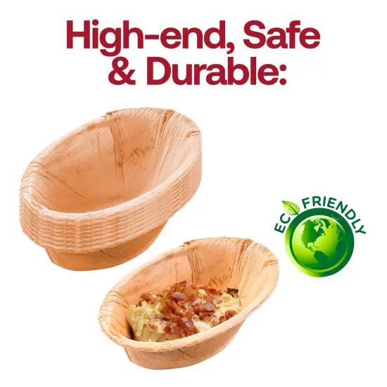 Oval Palm Leaf Eco Friendly Disposable Bowls - 4.5 oz. (100 Bowls) {4}