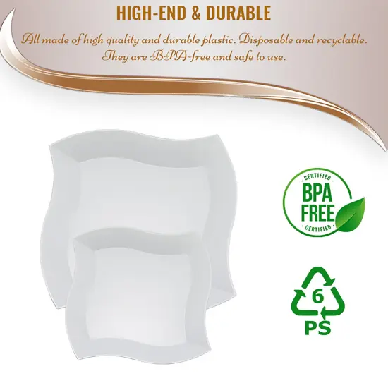 White Wave Plastic Dinnerware Value Set (120 Guests) {6}