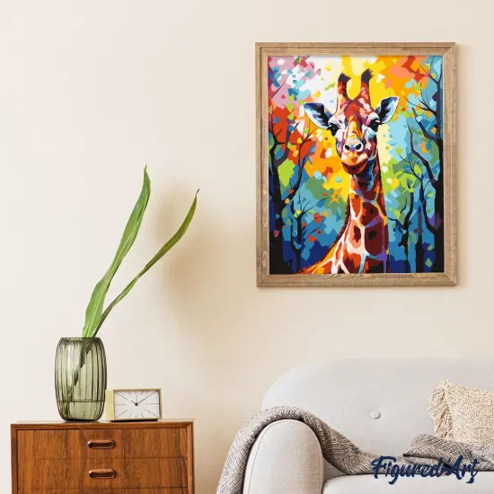 Figured'Art Paint by Numbers for Adults Colorful Abstract Giraffe 16"x20" - Craft Art Painting DIY Kit Rolled Canvas Without Frame {4}