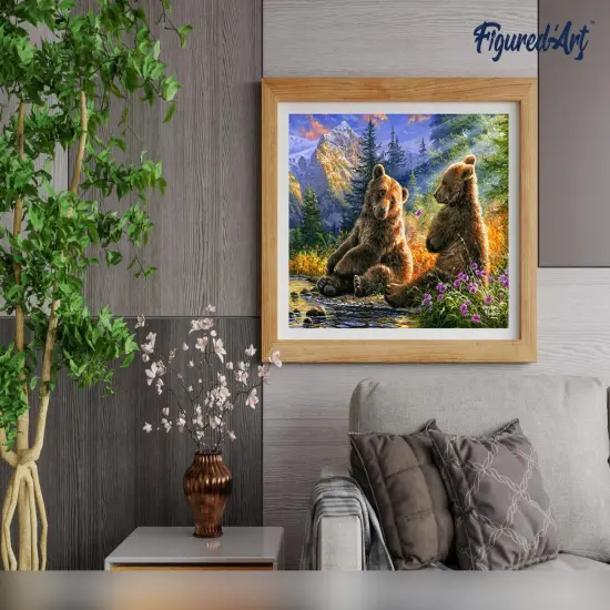 Figured'Art Paint by Numbers Kit for Adults Sitting Bears 16"x20" - Craft Art Painting DIY Kit Rolled Canvas without frame {4}