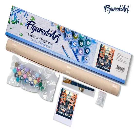 Figured'Art Paint by Numbers for Adults Travel Poster Amsterdam 16"x20" - Craft Art Painting DIY Kit Rolled Canvas without frame {5}