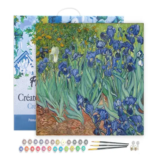 Figured'Art Paint by Numbers for Adults with Frame Van Gogh Iris 16"x20" - Craft Art Painting DIY Kit Canvas Already Stretched on a Wooden Frame {1}