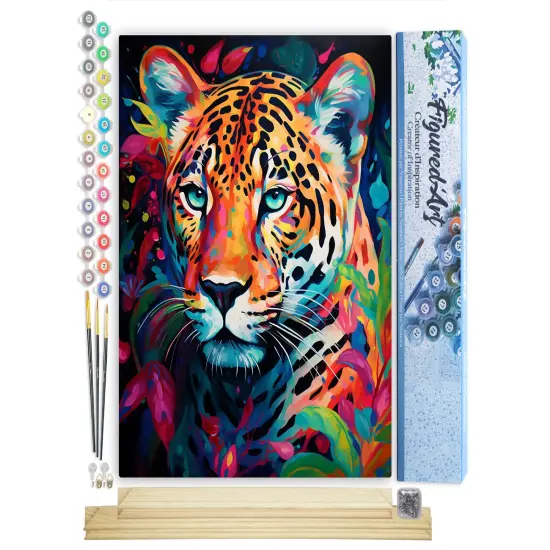 Figured'Art Paint by Number for Adults Colorful Abstract Leopard 16"x20" - Craft Art Painting Rolled Canvas with DIY Wooden Frame {1}