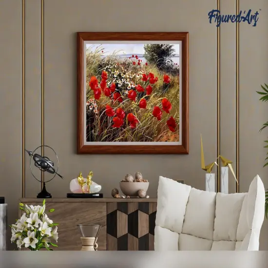 Figured'Art Paint by Numbers for Adults with Frame Wild flowers in the countryside 16"x20" - Craft Art Painting DIY Kit Canvas Already Stretched on a Wooden Frame {4}