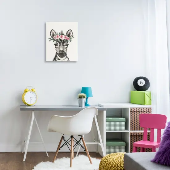 Stupell Industries Nursery Floral Zebra Canvas Wall Art Design by LSR Design Studio {2}