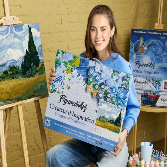 Figured'Art Paint by Numbers for Adults with Frame Van Gogh - Heaven 16"x20" - Craft Art Painting DIY Kit Canvas Already Stretched on a Wooden Frame {2}