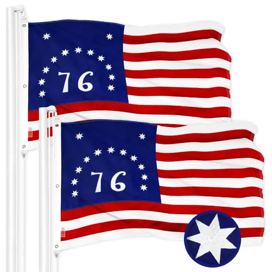 G128 2 Pack: Bennington 76 Flag | 6x10 Ft | ToughWeave Series Embroidered 300D Polyester | Historical Flag, Embroidered Design, Indoor/Outdoor, Brass Grommets {1}