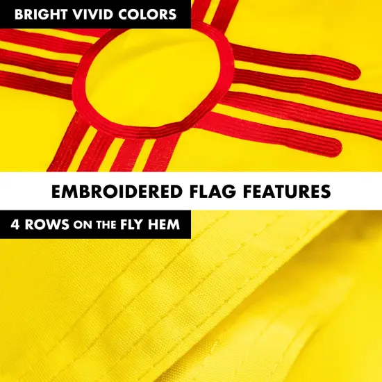 G128 - 6 Feet Tangle Free Spinning Flagpole (Black) New Mexico Flag Brass Grommets Embroidered 3x5 ft (Flag Included) Aluminum Flag Pole {5}