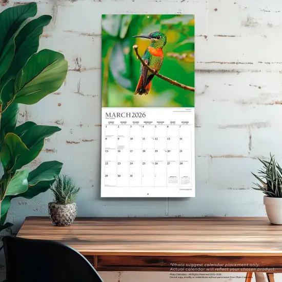 Hummingbirds | 2026 12 x 24 Inch (Hanging) Monthly Square Wall Calendar | Foil Stamped Cover {5}