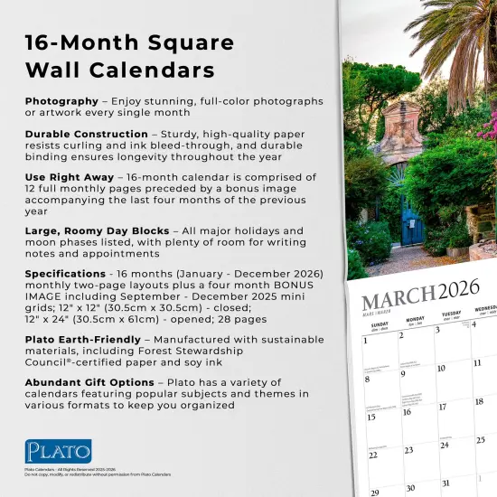 Gorgeous Gardens | 2026 12 x 24 Inch (Hanging) Monthly Square Wall Calendar | Foil Stamped Cover {6}