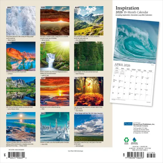 Inspiration | 2026 12 x 24 Inch (Hanging) Monthly Square Wall Calendar | Foil Stamped Cover {2}