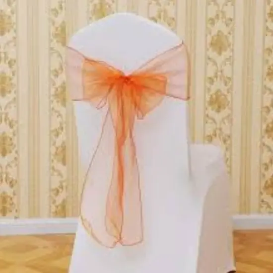 10 Pieces Orange Luxury Angle End Organza Chair Strips, 12"x116" Party Accessories {2}