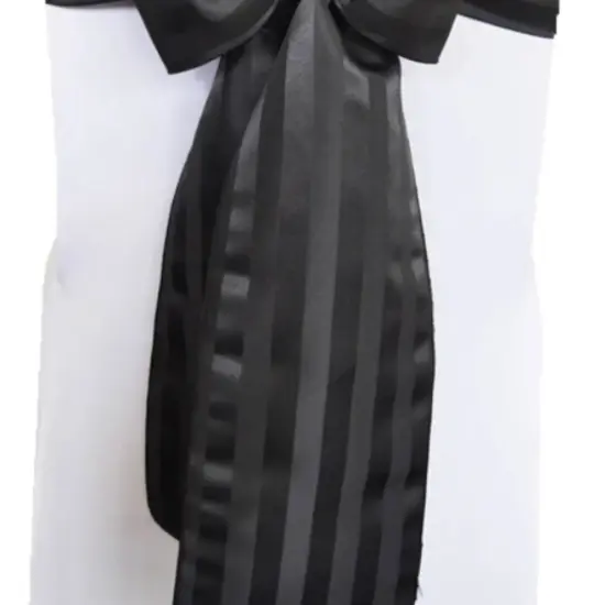 10 Pieces Black Striped Jacquard Polyester Chair Sashes 7.5"x108" for Modern Events {5}