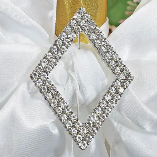 Diamond Rhinestone Chair Band Buckle Silver Metal Accent 2 Inch Width {3}