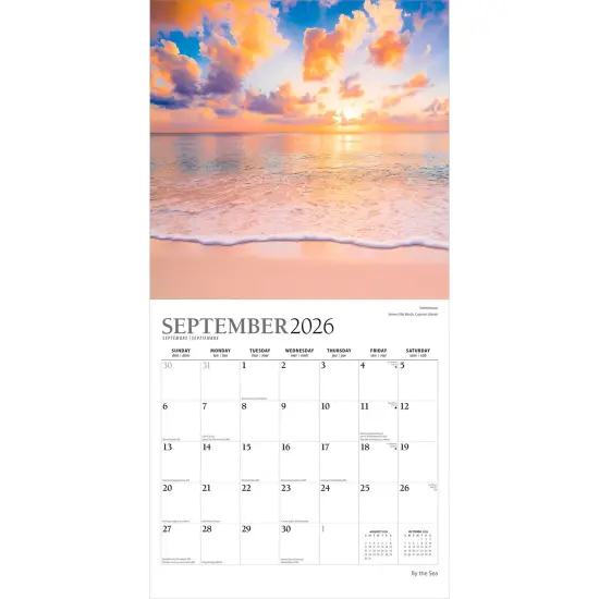 By the Sea | 2026 12 x 24 Inch (Hanging) Monthly Square Wall Calendar | Foil Stamped Cover {4}