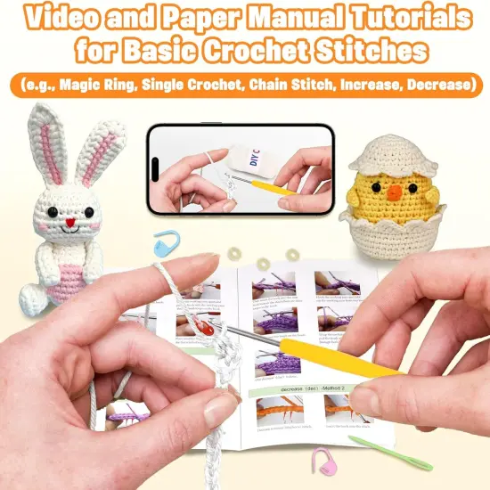 Crochet Kit - (Bunny & Chick & Dinosaur) {5}