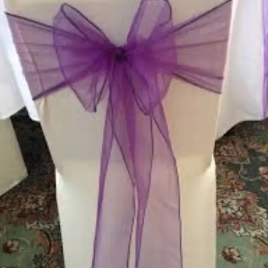 10 Pieces Angle End Organza Chair Sashes 12 by 116 inches Purple {4}