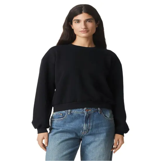 American Apparel&reg; Ladies ReFlex Fleece Crewneck Sweatshirt BLACK {1}