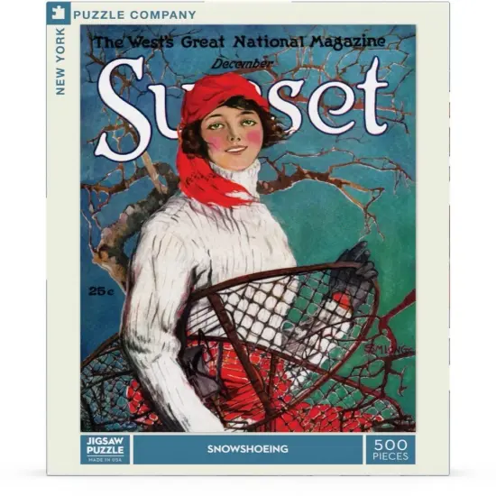 New York Puzzle Company Snowshoeing 500 Piece Piece Jigsaw Puzzle {1}